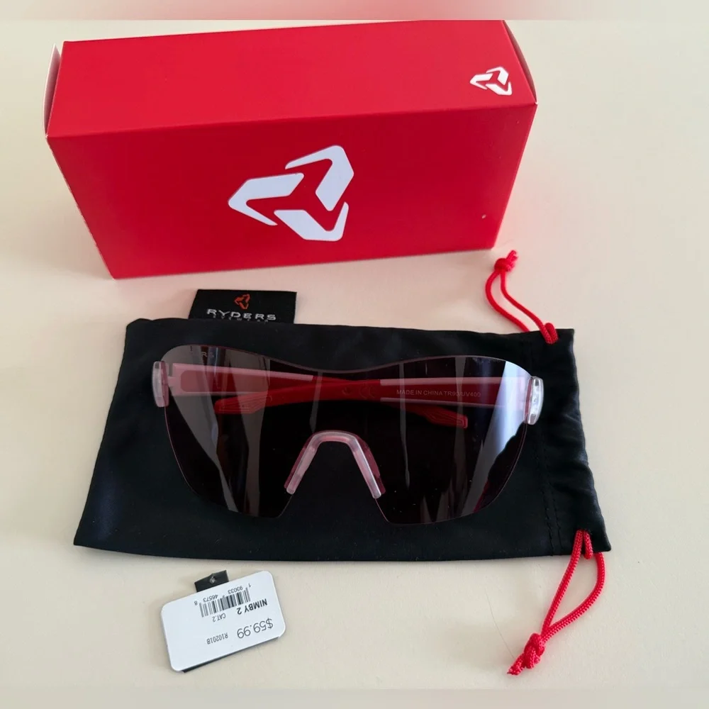 Stylish Red VR Glasses with Black Carrying Pouch
